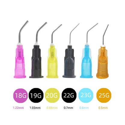 100 Unidades/Pacote Pontas de Agulha Pré-Curvadas de Irrigação Dental Ponta de Seringa de Entrega Limpeza Dental Cuidados Bucais Aplicador Descartável