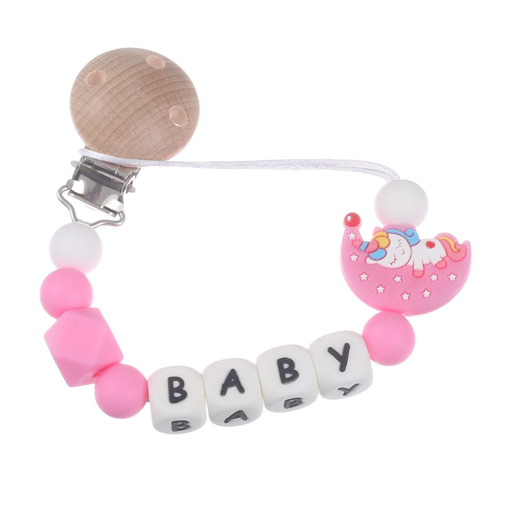 Personalized Name Baby Pacifier Clips Cartoon Moon Silicone Teether Nipple Chain For Nursing Chew Toys Baby Dummy Holder Chain