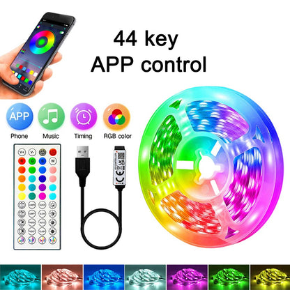 1-40m LED Strip Lights for Room Decoration, APP + 44-Key Remote Music Sync, 5V USB RGB Flexible Tape for TV Backlight