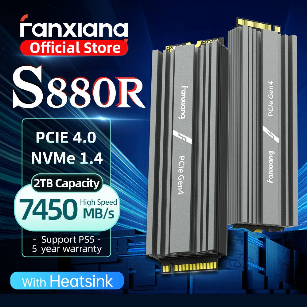 Fanxiang S880R 7450MB/s SSD NVMe M.2 2280 4TB 2TB 1TB Unidade de estado sólido interna com dissipador de calor SSD para PS5 PC Laptop