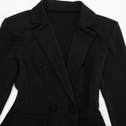 Mozision Deep V Neck Long Sleeve Sexy Mini Blazer Dress Women Elegant Double-breasted High Waist Club Party Blazers Dress