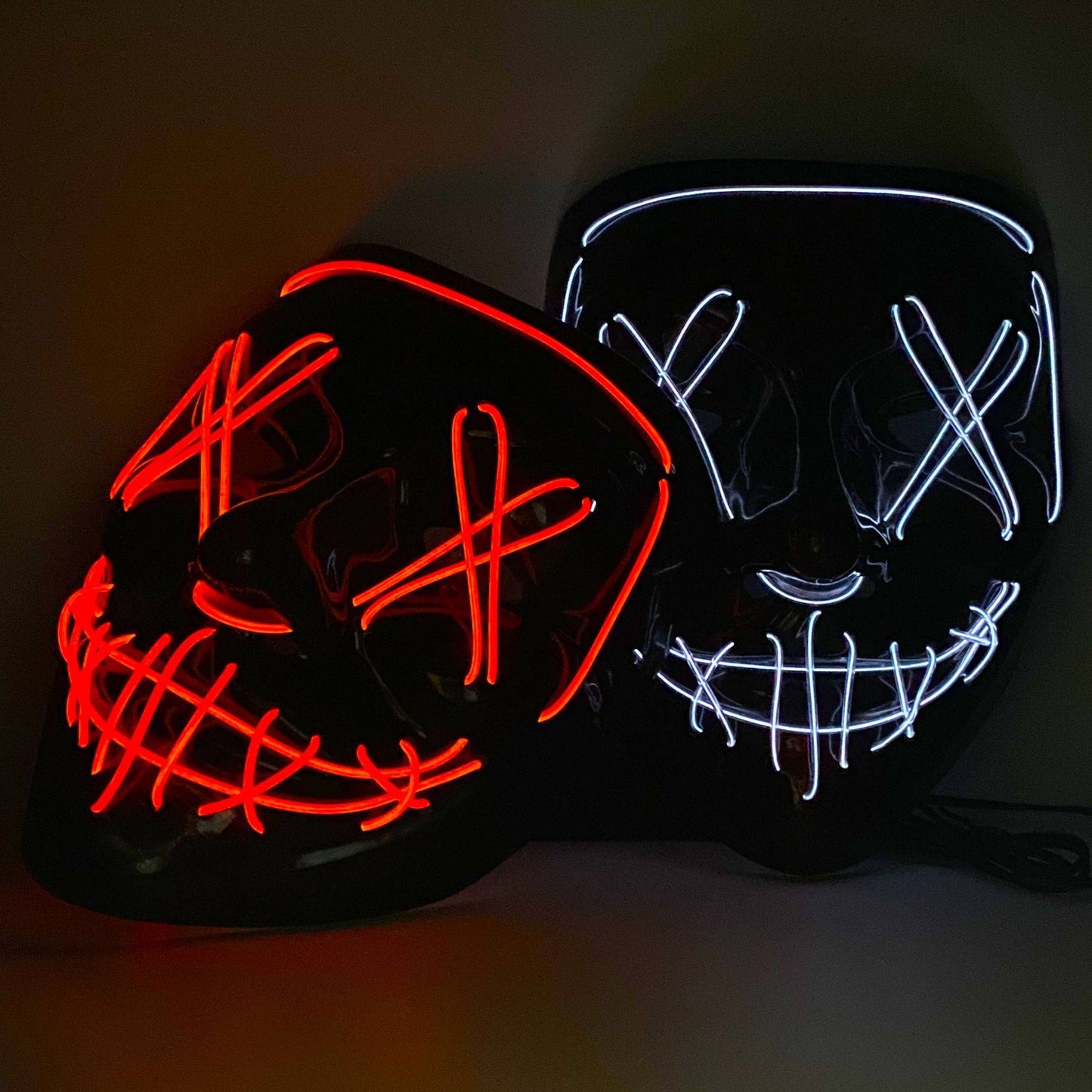 New Halloween Neon Led Purge Masquerade Carnival Party Masks Light Luminous in The Dark Cosplay Supplies