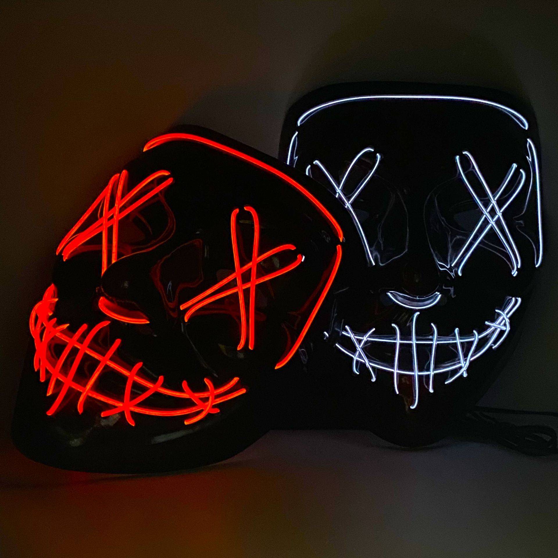New Halloween Neon Led Purge Masquerade Carnival Party Masks Light Luminous in The Dark Cosplay Supplies