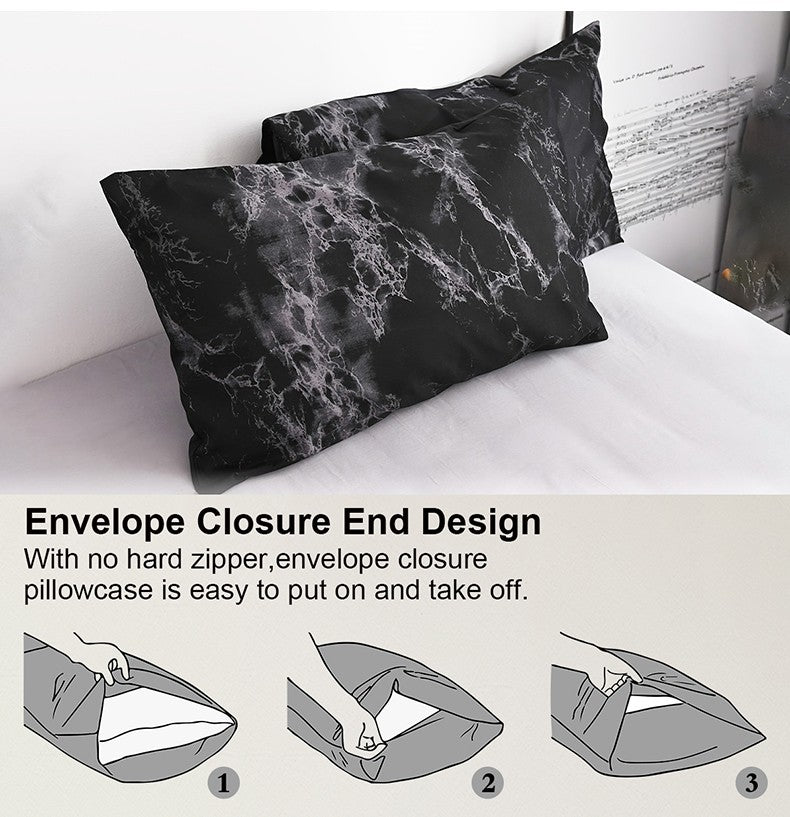 Conjunto de Capa de Edredom Estampada com Padrão de Mármore, 3 Peças, Conjunto de Cama Macio e Suave para a Pele, Inclui 1 Capa de Edredom e 2 Fronhas