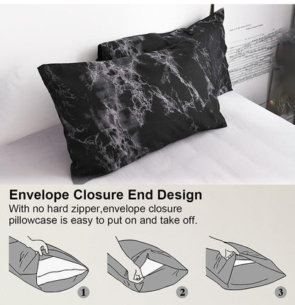 Conjunto de Capa de Edredom Estampada com Padrão de Mármore, 3 Peças, Conjunto de Cama Macio e Suave para a Pele, Inclui 1 Capa de Edredom e 2 Fronhas