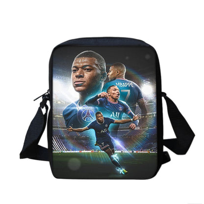 M-Mbappe Conjunto de 3 Peças Bolsa Escolar Mochila Esportiva de Futebol com Bolsas de Ombro Estojo para Canetas Mochila Escolar Jogador Estrela para Melhor Presente