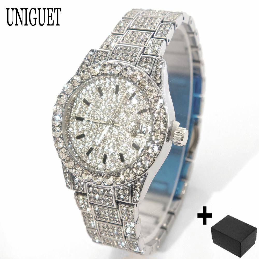 Luxury Jewelry Watch For Womens UNIGUET Fashion Small DialWaterproof Hip Hop Iced Diamond Quartz Wristwatch Small Size For Women