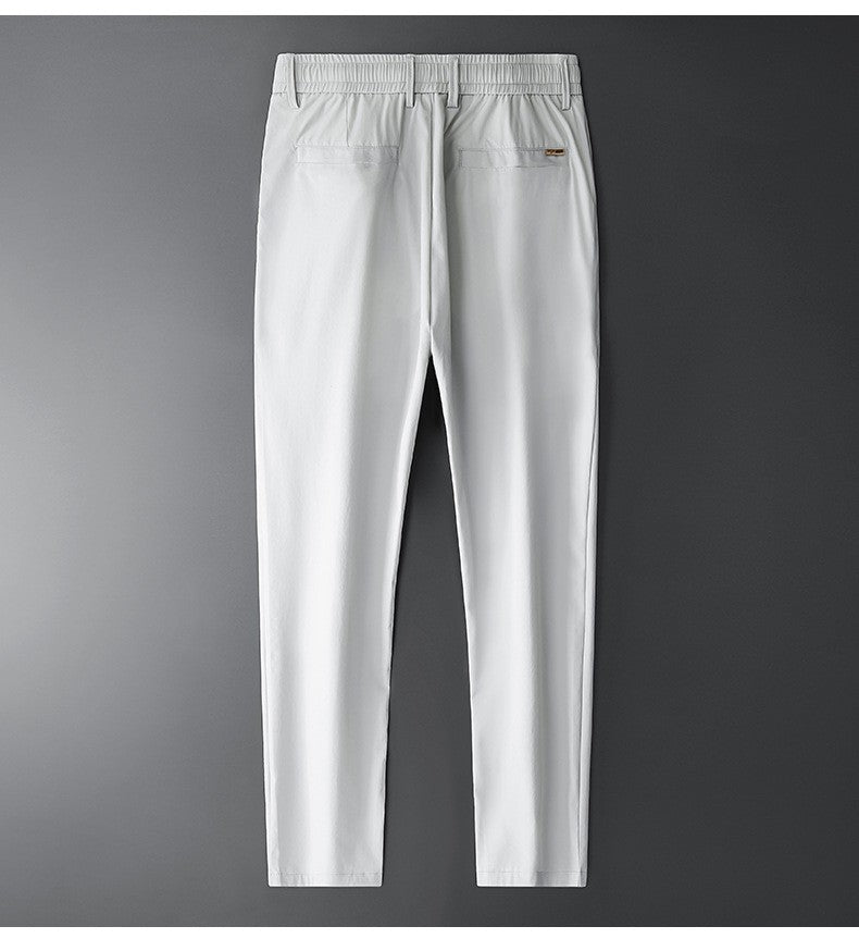 TFETTERS Brand Summer Men Pants New Elastic Waist Casual Solid Color Pants Ice Silk Thin Straight Breathable Loose Sweatpant Men