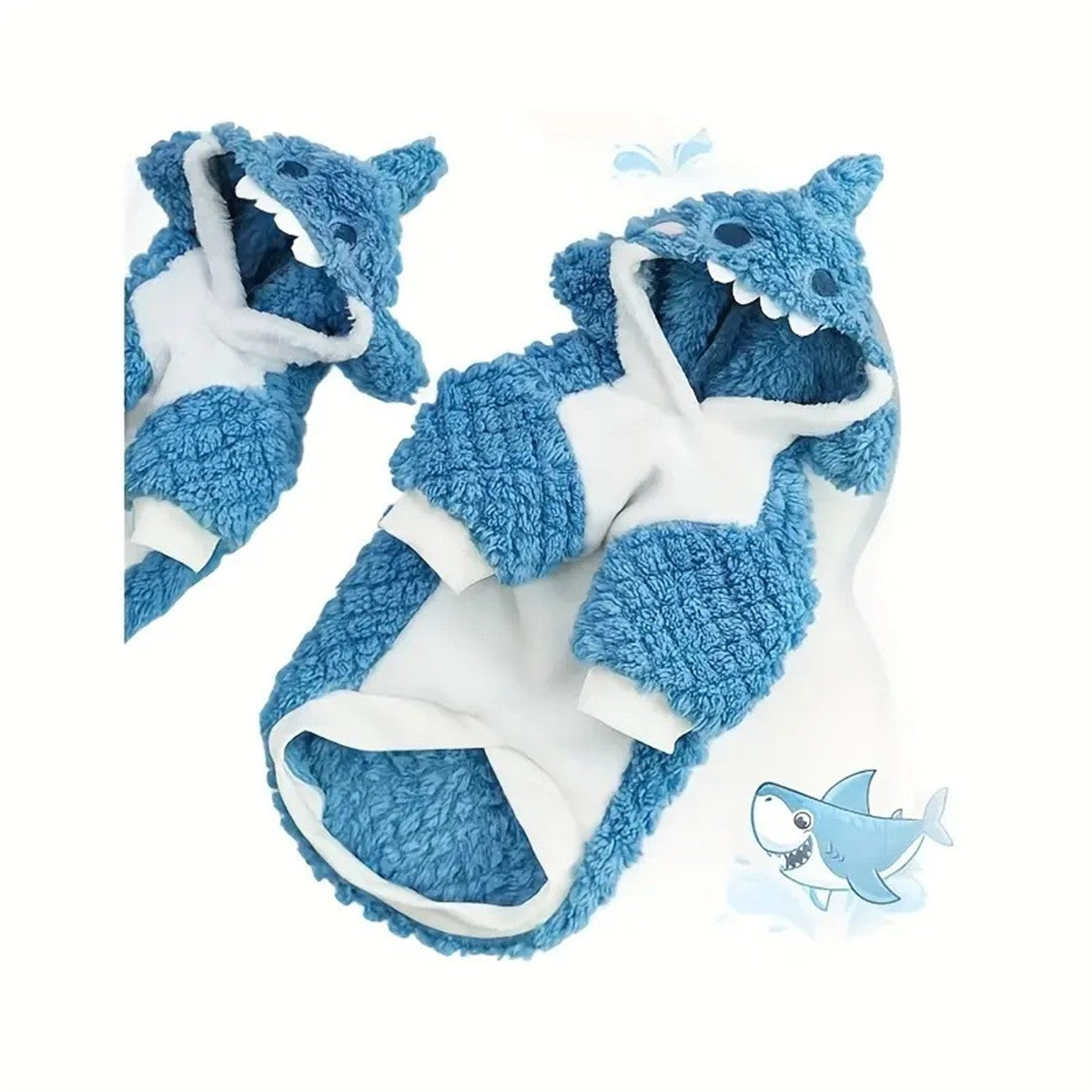 1 Unidade Moletom Quentinho Tubarão para Pets - Suéter de Fleece Grosso e Quente para Cães e Gatos de Raças Pequenas a Grandes - Perfeito para Outono/Inverno