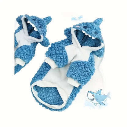 1 Unidade Moletom Quentinho Tubarão para Pets - Suéter de Fleece Grosso e Quente para Cães e Gatos de Raças Pequenas a Grandes - Perfeito para Outono/Inverno