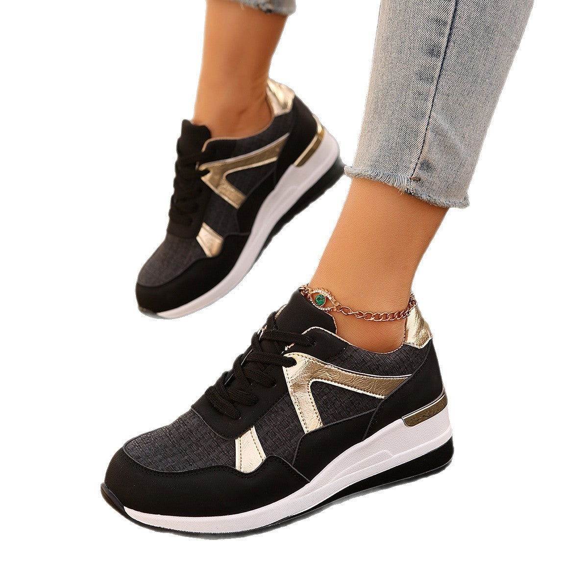 New Big Size Women Sneakers Breathable Lace-up Casual Sneakers Outdoor Lightweight Shoes Women Walking Anti-slip Platform Shoes