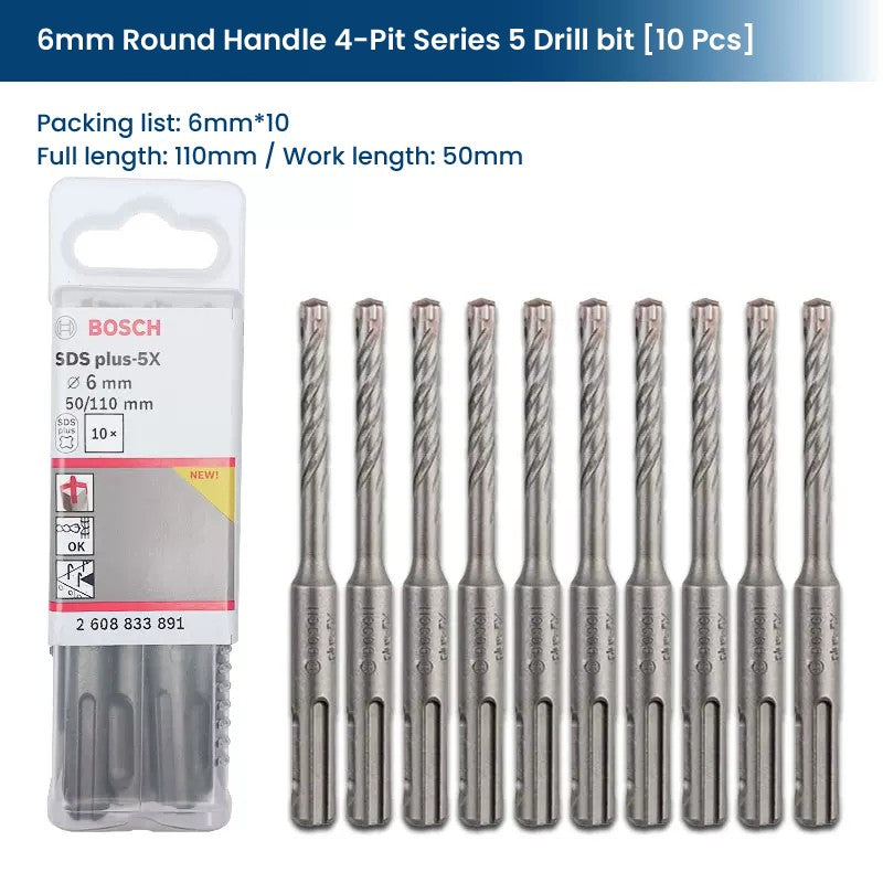 Conjuntos de Brocas Bosch SDS Plus para Martelete para Concreto Diâmetro 6-12mm Cabo Redondo Acessórios para Martelete Perfurador