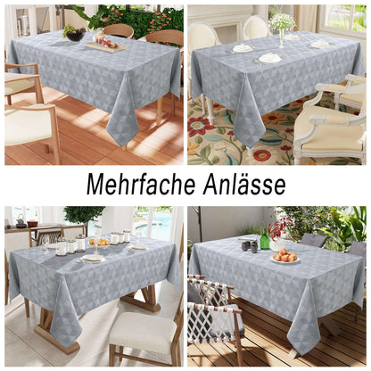 Olanly Rectangle Table Cloth For Home Jacquard Dyeing Tablecloth For Banquet Party Leaf Flower Diagram Polyester Tablecloth Grey
