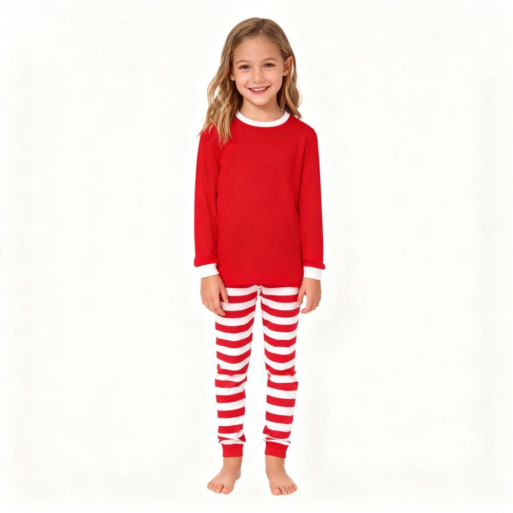 Boys Girls Christmas Pajama Sets Red Top with Striped Pants Long Sleeve Pijama Children Sleepwear kids Pjs for Xmas Festive
