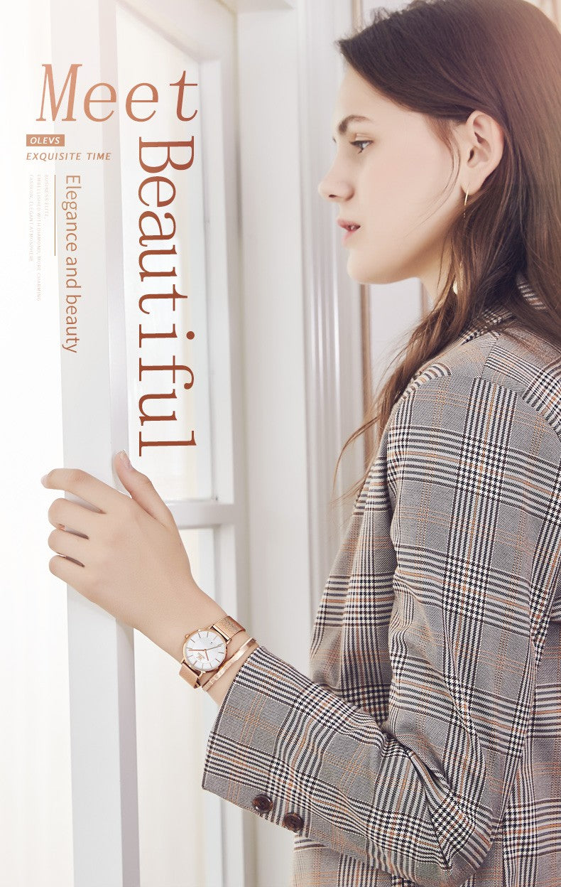 OLEVS 5869 Women Watch Fashion Simple Ultra Thin 6.5mm Quartz Women's Watch Top Brand Calendar Waterproof Women Luxury Watch