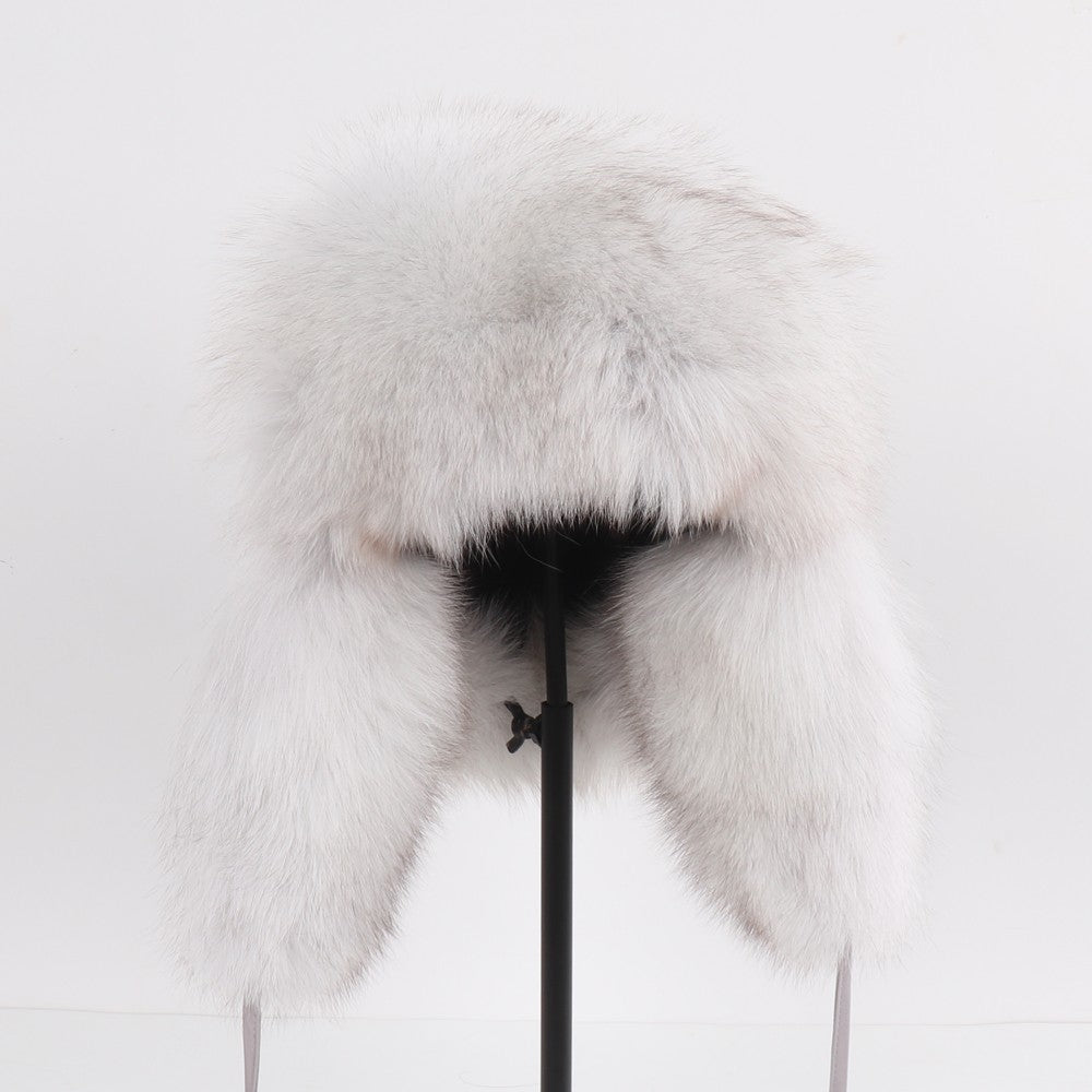 2025 Novo Chapéu Feminino Ushanka Russo de Pele de Raposa Natural Inverno Grosso Quente Orelhas Moda Chapéu Bomber Senhora Gorro Genuíno de Pele de Raposa Real