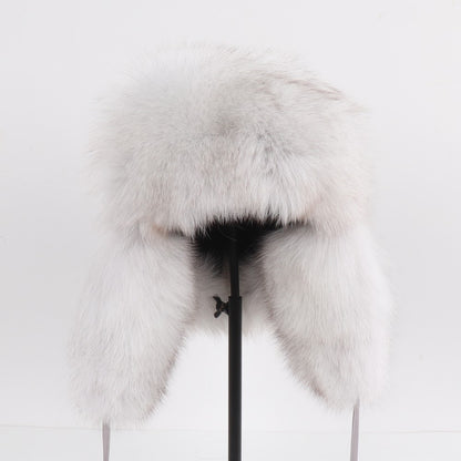 2025 Novo Chapéu Feminino Ushanka Russo de Pele de Raposa Natural Inverno Grosso Quente Orelhas Moda Chapéu Bomber Senhora Gorro Genuíno de Pele de Raposa Real
