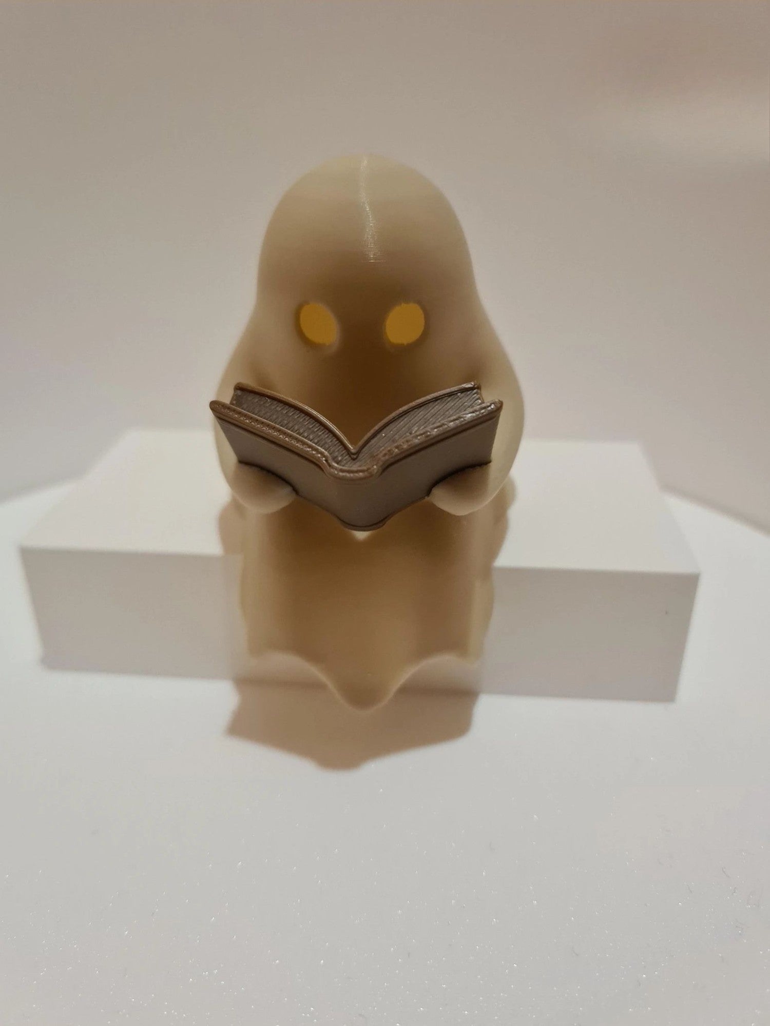 Halloween Party Decoration Favors Cute Little Ghost Sitting on A Shelf Reading A Book with Flickering Ornament Gift Spooky Idea