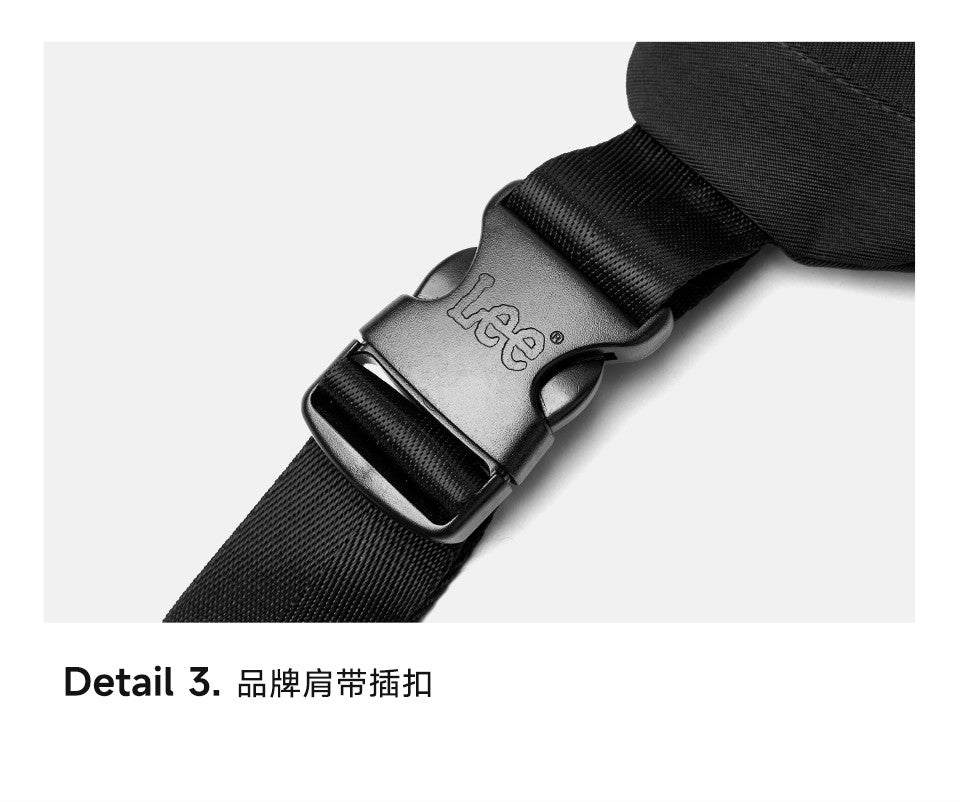 LEE Original Black Fashion Fanny Pack Women Men Korea Style Waterproof Nylon Crossbody Chest Bag Sport Phone Shoulder Waist Bag