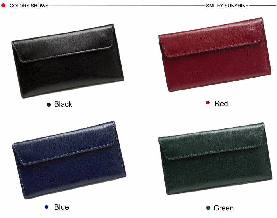 Women Leather Slim Clutch Bag Long Wallet Female Handbag Luxury Genuine Leather Wallets Coin Purses Ladies Card Holder Bolsos