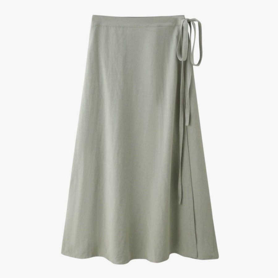 AS 2025 spring summer woman  linen one pieces  wrap skirts adjustable waist 2cm