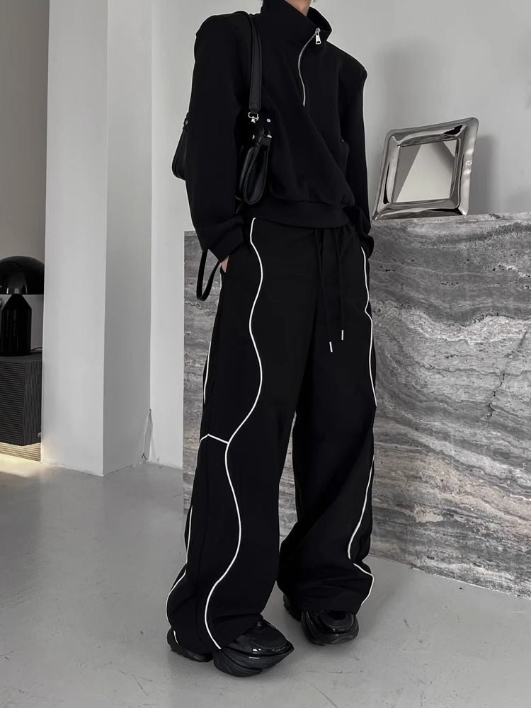 Men's Casual Pants Straight Punk Black Loose Baggy Male Trousers Clothes Plus Size Polyester Vintage Sale Cotton Fashion 2025