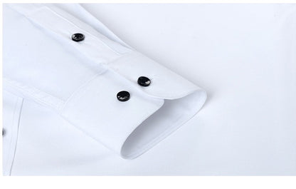 Plus Size 7XL 6XL High Elasticity Seamless Spandex Shirt Men Long Sleeve Slim Fit Casual Solid Color Social Formal Dress Shirts