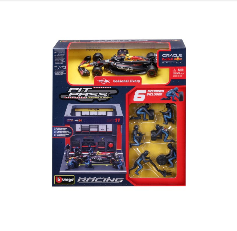 Bburago 1:43 2024 F1 Mclaren MCL38 Casa de Box DIY Modelo em Miniatura de Carro de Liga Fundida Ferrari SF24/Benz W15/Red Bull RB20 Brinquedos Infantis