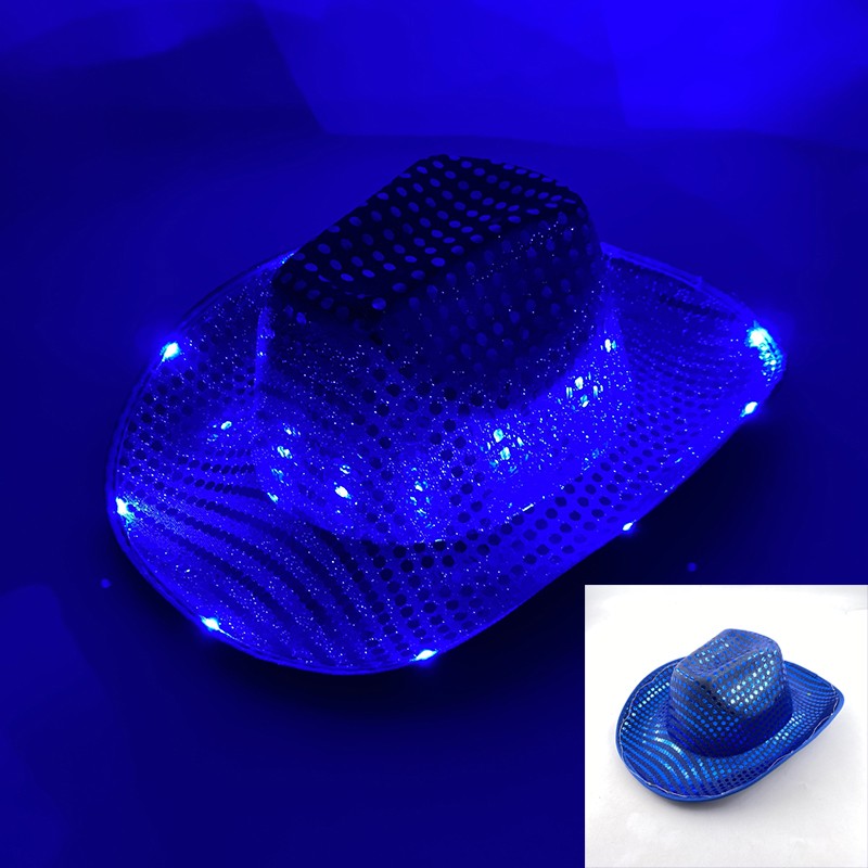 Chapéu de Cowboy LED Sem Fio, Chapéu de Cowboy Luminoso, Chapéu de Cowgirl Rosa para Discoteca, Noivas, Acessórios para Shows, Boates e Festas a Fantasia