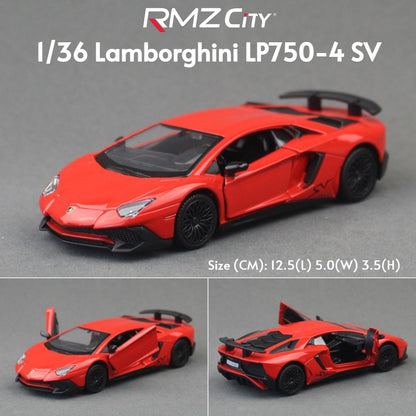 1/36 Lamborghini Super Sport Miniatura de Carro de Brinquedo para Crianças RMZ CiTY Diecast Metal Carrinho de Fricção para Coleção Presente Meninos