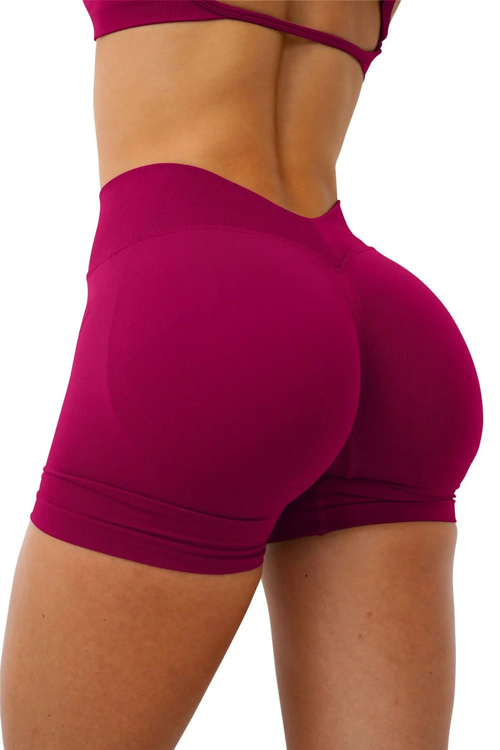 Women Seamless Yoga Shorts Fitness Scrunch Butt Gym Shorts Booty Running Training V Waist Sports Shorts Workout Short Leggings