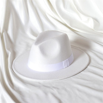 Leather Pink Fedora Wide brimmed Jazz Hat Autumn/Winter Classic Elegant Panama Hat Gentleman Hat Wholesale Sombrero