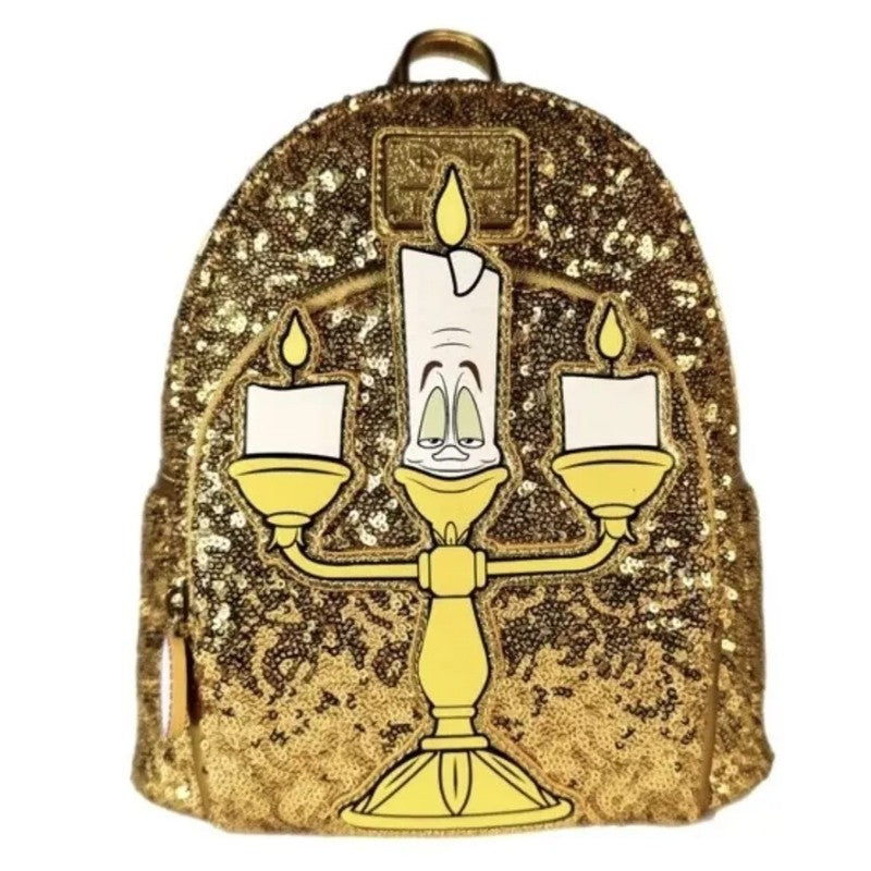 Bolsa Mini Mochila Loungefly A Bela e a Fera Série Princesas Cogsworth ?Lumiere Chip? Cosplay
