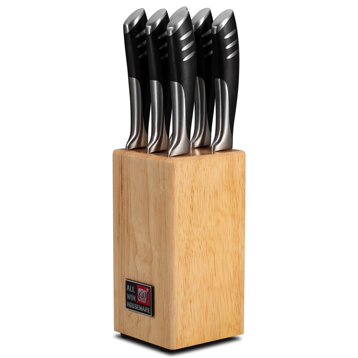 6-Piece Steak Knife Block Set High Carbon Stainless Steel Table Knife And Table Fork Set Double Forged Full Handle Dinner Knife