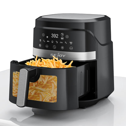 Fritadeira de ar 8 em 1, 6 litros, Forno elétrico de fritura quente sem óleo, Assar, Grelhar, Cozer, Desidratar e Manter os alimentos aquecidos, 120V