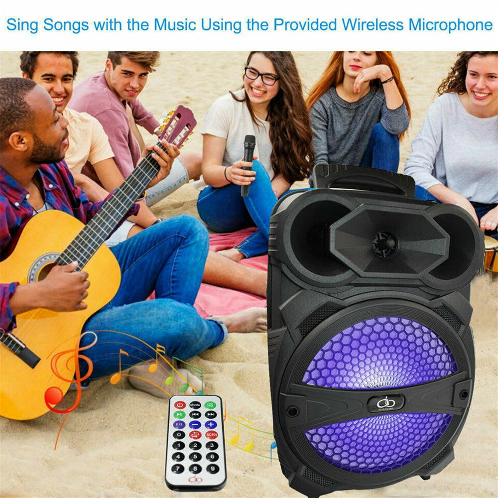 Alto-falante Bluetooth Sem Fio Portátil 1000W Grande LED Estéreo Tailgate FM Festa Karaokê Subwoofer com Microfone e Controle Remoto