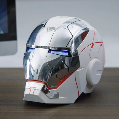 Novo capacete de Homem de Ferro AutoKing 1:1 Mk5 Cosplay Controle de Voz Olhos com Luz Modelo Brinquedos para Adultos Presente de Natal Elétrico Vestível