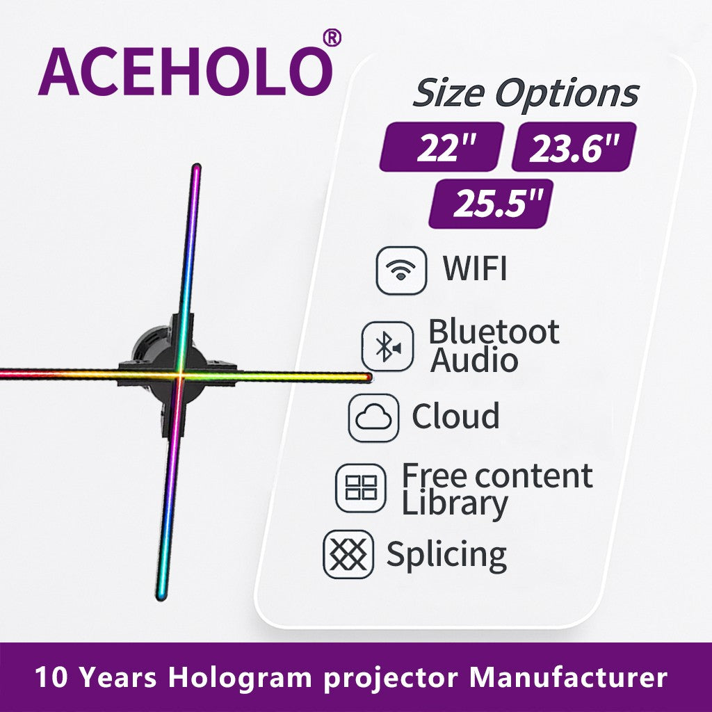 22 inch 3D Hologram Fan Display Advertising Projector LED Wall Mounted Digital Rotating Fan for Business Visual Promotion