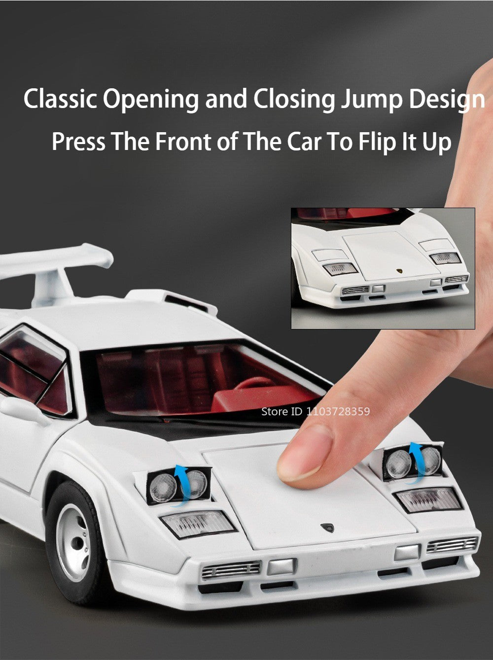 1:24 Countach LP500S VENENO Miniatura de Carro Esportivo Brinquedo Liga Fundida Luz e Som Puxar para Trás Portas Abertas Coleção Supercarro