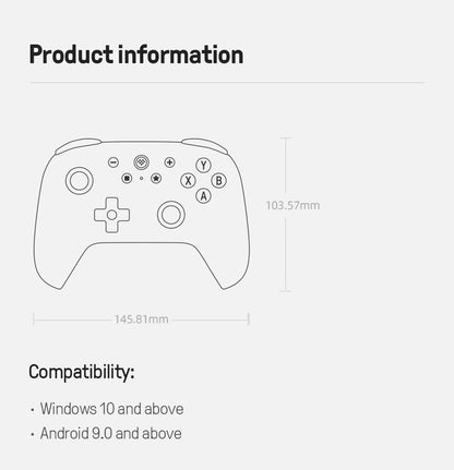 8BitDo Ultimate 2C Wireless Gaming Controller for PC, Windows 10, 11, Steam Deck, Raspberry Pi, Android Gamepad Accessories