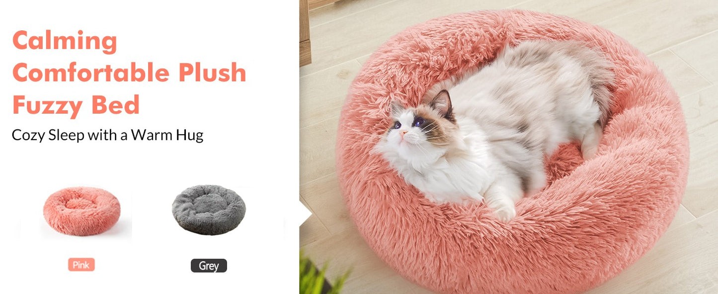Cama para animais de estimação macia e quente com pelúcia longa, adequada para animais de estimação de pequeno a médio porte, adequada para gatos e cães, lavável na máquina