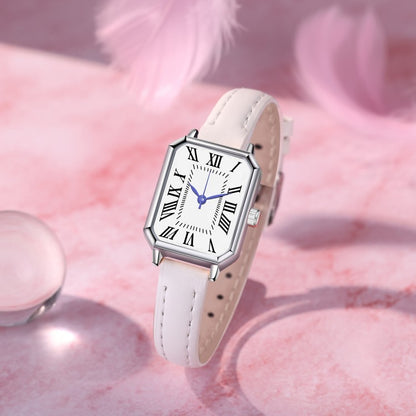 2024 New Foreign Trade Casual Fashion Fresh Art Silver Case Square Strap Roman Women's Quartz Watch in Stock