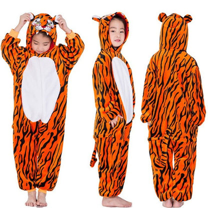 2-8Years Children's Unicorn Tiger Lion Fox Sika Deer Kigurumi Kid Onesie Pyjamas Cosplay Costumes for Halloween Carnival Party