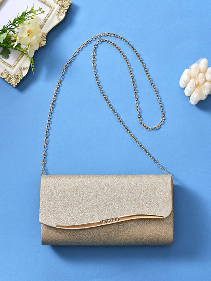 Fashionable Japanese and Korean style ladies' metal-edged elegant evening bag with glitter material high-end single-shoulder cr