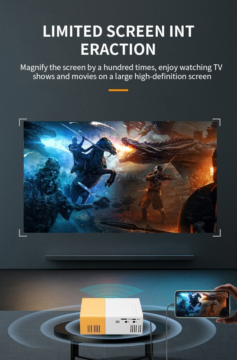 Poderoso Mini Projetor Nativo HD Portátil Suporta Conexão HDMI USB