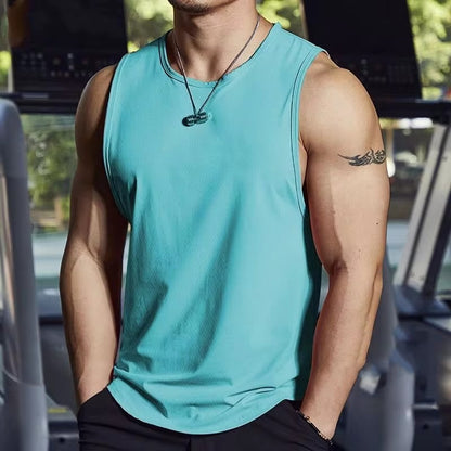 New Men's Sleeveless Fitness Tight Quick Drying Training Vest Breathable Basketball Running Gym T-Shirt Moisture Sports Pullover