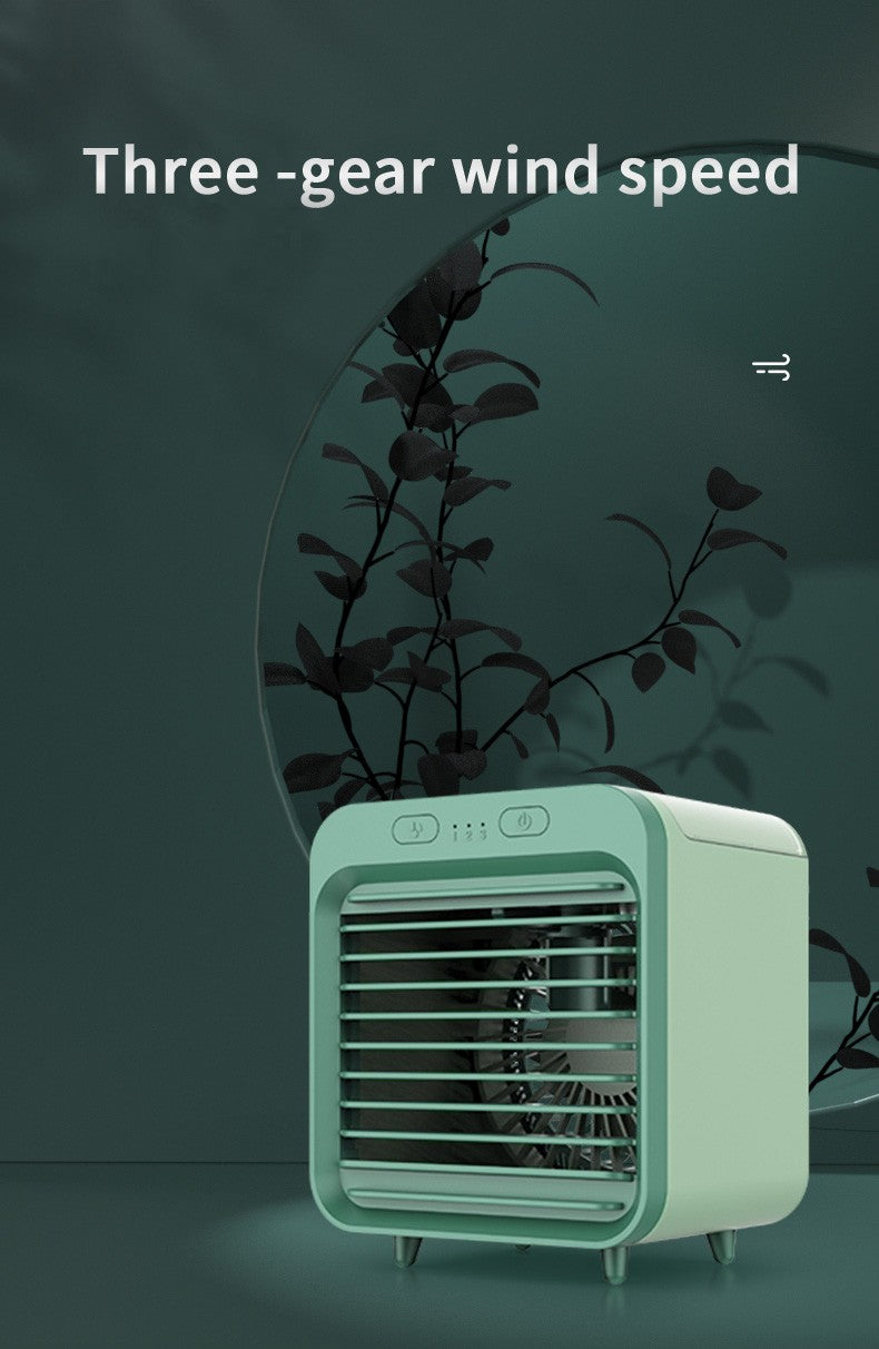 Portable USB Rechargeable Air Cooler - 3-in-1 Mini AC Fan with 7 Color LED, 4000mAh Battery for Home/Office/Camping