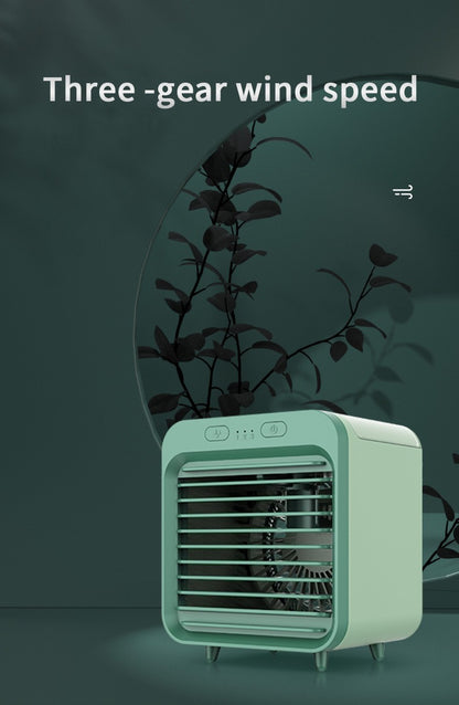 Portable USB Rechargeable Air Cooler - 3-in-1 Mini AC Fan with 7 Color LED, 4000mAh Battery for Home/Office/Camping