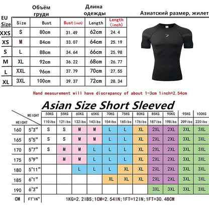 Men's Gym Compression Running Shirt Tight Short Sleeve Sports T-Shirt Fitness Training Workout Breathable Homme Athletic Shirt