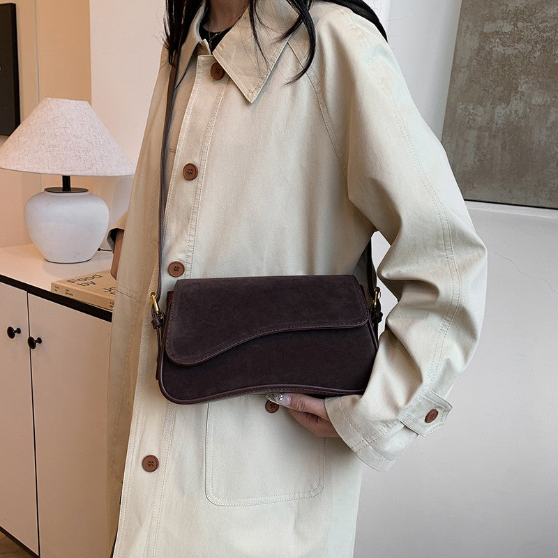 Solid Color Striped Flannel Women Crossbody Bag Quiet Luxury Designer Bag Fashionable Elegant PU Leather Shoulder Bags for Women